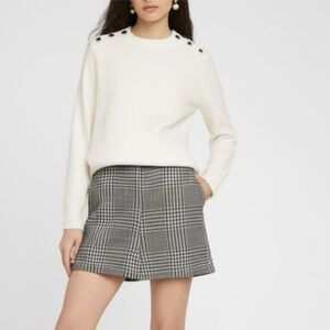 New H&M Women’s Light Knit Cream Sweater Button Accents Wool Blend Sz XL